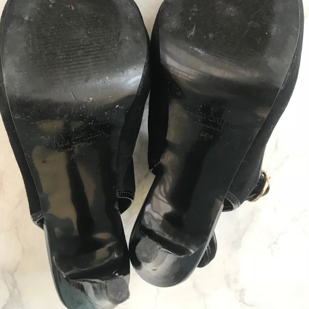 Colin Stuart black suede peep toe heels 8.5